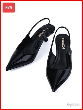 Kitten Heel Slingback Pumps - Pointed Toe Dress Sandals